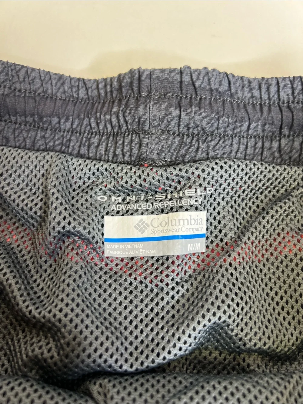 Columbia Swim Shorts Men’s Red/Black/Charcoal Striped Trunk Lined - Size Medium